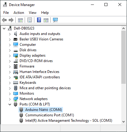 Arduino listed in Device Manager